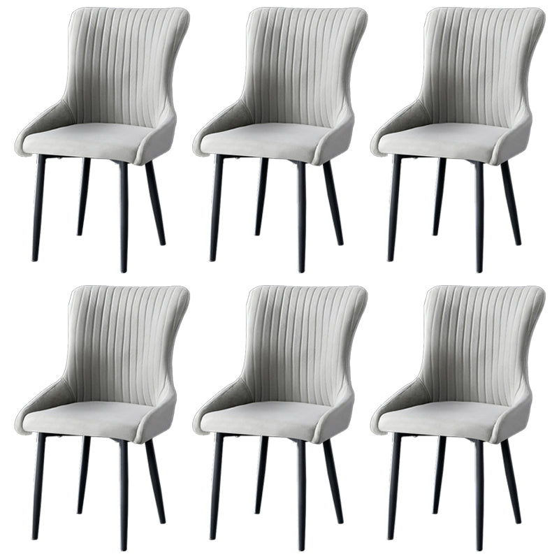 Contemporary Metal Dining Room Chairs Upholstered Side Arm Chairs for Home Use Light Gray 6 Piece Set Black Clearhalo ' kitchen&dining_furn' 'Dining Chairs' 'Dining Tables & Seating' 'dining_chair' 'furn' 'furn_dining_chair' 'Furniture' 'furniture_dining_chair' 'Kitchen & Dining Furniture' 'kitchen' 3846424