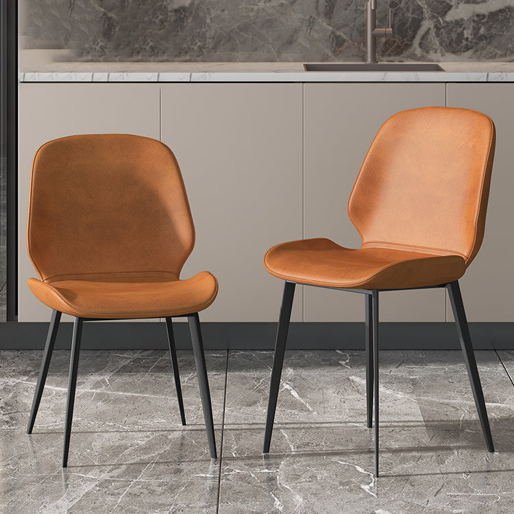Modern Leather Armless Dining Chairs Wingback Side Chair with Metal Legs (Set of 2) Clearhalo ' kitchen&dining_furn' 'Dining Chairs' 'Dining Tables & Seating' 'dining_chair' 'furn' 'furn_dining_chair' 'Furniture' 'furniture_dining_chair' 'Kitchen & Dining Furniture' 'kitchen' 3846425
