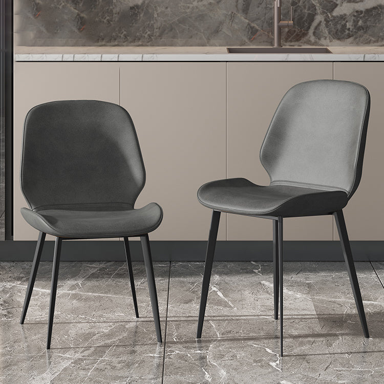 Modern Leather Armless Dining Chairs Wingback Side Chair with Metal Legs (Set of 2) Clearhalo ' kitchen&dining_furn' 'Dining Chairs' 'Dining Tables & Seating' 'dining_chair' 'furn' 'furn_dining_chair' 'Furniture' 'furniture_dining_chair' 'Kitchen & Dining Furniture' 'kitchen' 3846428