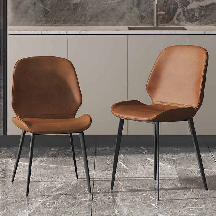 Modern Leather Armless Dining Chairs Wingback Side Chair with Metal Legs (Set of 2) Clearhalo ' kitchen&dining_furn' 'Dining Chairs' 'Dining Tables & Seating' 'dining_chair' 'furn' 'furn_dining_chair' 'Furniture' 'furniture_dining_chair' 'Kitchen & Dining Furniture' 'kitchen' 3846430
