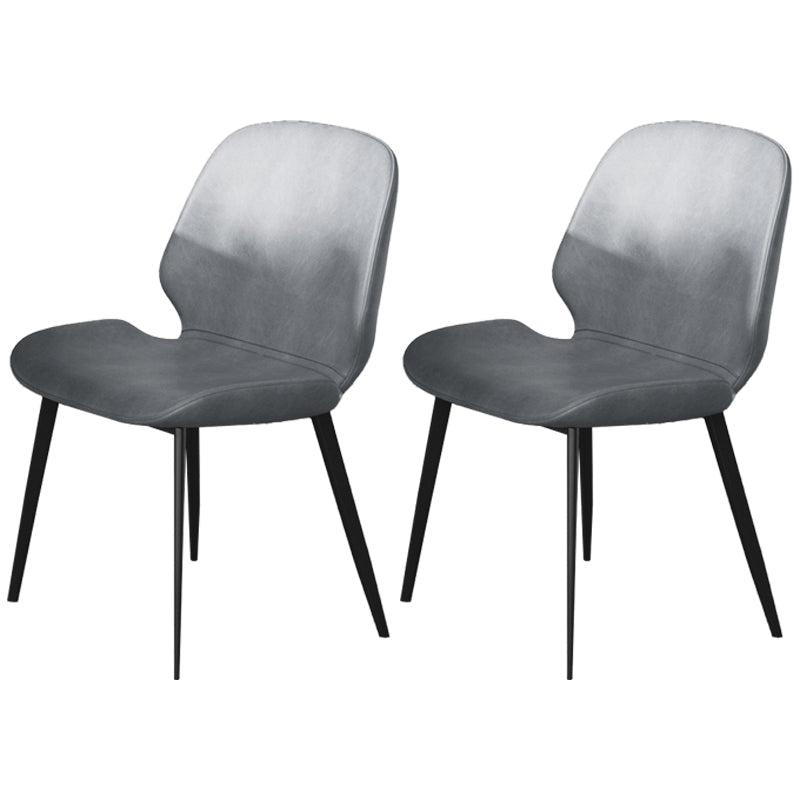 Modern Leather Armless Dining Chairs Wingback Side Chair with Metal Legs (Set of 2) Light Gray Clearhalo ' kitchen&dining_furn' 'Dining Chairs' 'Dining Tables & Seating' 'dining_chair' 'furn' 'furn_dining_chair' 'Furniture' 'furniture_dining_chair' 'Kitchen & Dining Furniture' 'kitchen' 3846433
