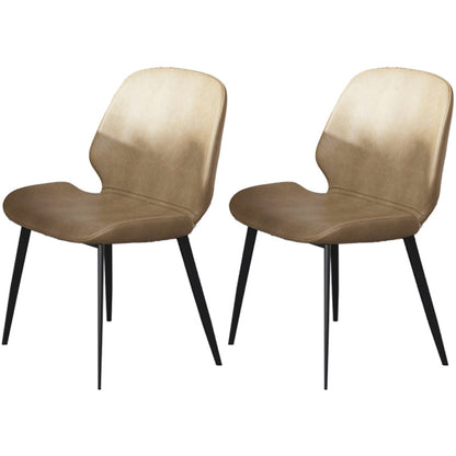 Modern Leather Armless Dining Chairs Wingback Side Chair with Metal Legs (Set of 2) Off-White Clearhalo ' kitchen&dining_furn' 'Dining Chairs' 'Dining Tables & Seating' 'dining_chair' 'furn' 'furn_dining_chair' 'Furniture' 'furniture_dining_chair' 'Kitchen & Dining Furniture' 'kitchen' 3846435