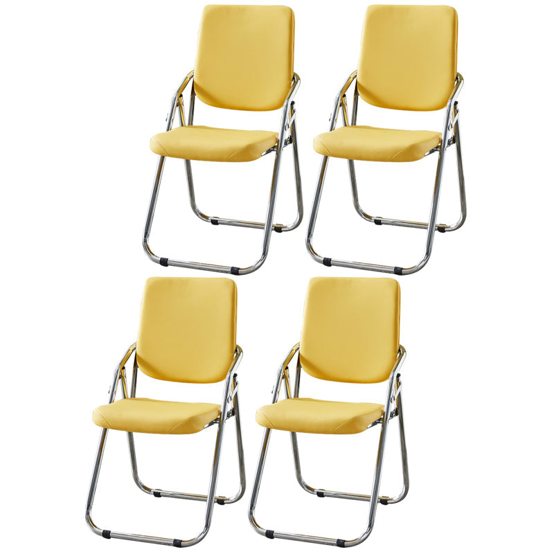 Modern Indoor-Outdoor Metal Chair Home Open Back Dining Side Chair with Arm Yellow 4 Piece Set Clearhalo ' kitchen&dining_furn' 'Dining Chairs' 'Dining Tables & Seating' 'dining_chair' 'furn' 'furn_dining_chair' 'Furniture' 'furniture_dining_chair' 'Kitchen & Dining Furniture' 'kitchen' 3846457