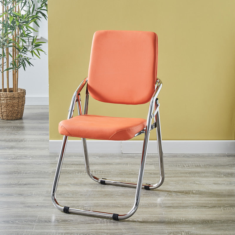 Modern Indoor-Outdoor Metal Chair Home Open Back Dining Side Chair with Arm Orange 1 Piece Clearhalo ' kitchen&dining_furn' 'Dining Chairs' 'Dining Tables & Seating' 'dining_chair' 'furn' 'furn_dining_chair' 'Furniture' 'furniture_dining_chair' 'Kitchen & Dining Furniture' 'kitchen' 3846468