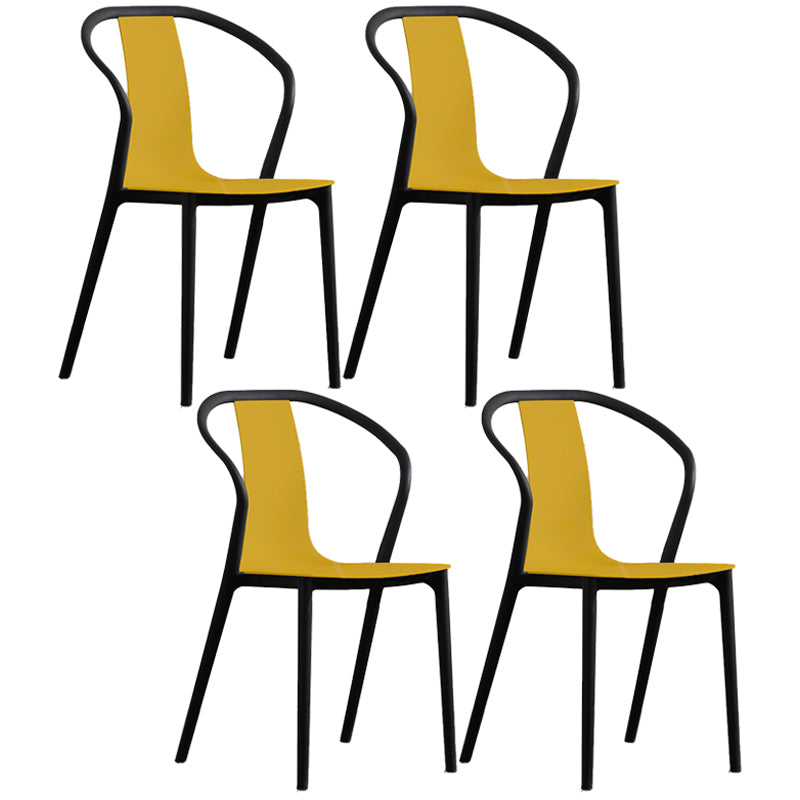 Scandinavian Plastic Dining Arm Chair Stackable Slat Back Armchair (Set of 4) Yellow Clearhalo ' kitchen&dining_furn' 'Dining Chairs' 'Dining Tables & Seating' 'dining_chair' 'furn' 'furn_dining_chair' 'Furniture' 'furniture_dining_chair' 'Kitchen & Dining Furniture' 'kitchen' 3846491
