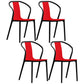 Scandinavian Plastic Dining Arm Chair Stackable Slat Back Armchair (Set of 4) Red Clearhalo ' kitchen&dining_furn' 'Dining Chairs' 'Dining Tables & Seating' 'dining_chair' 'furn' 'furn_dining_chair' 'Furniture' 'furniture_dining_chair' 'Kitchen & Dining Furniture' 'kitchen' 3846493