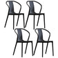 Scandinavian Plastic Dining Arm Chair Stackable Slat Back Armchair (Set of 4) Black Clearhalo ' kitchen&dining_furn' 'Dining Chairs' 'Dining Tables & Seating' 'dining_chair' 'furn' 'furn_dining_chair' 'Furniture' 'furniture_dining_chair' 'Kitchen & Dining Furniture' 'kitchen' 3846495