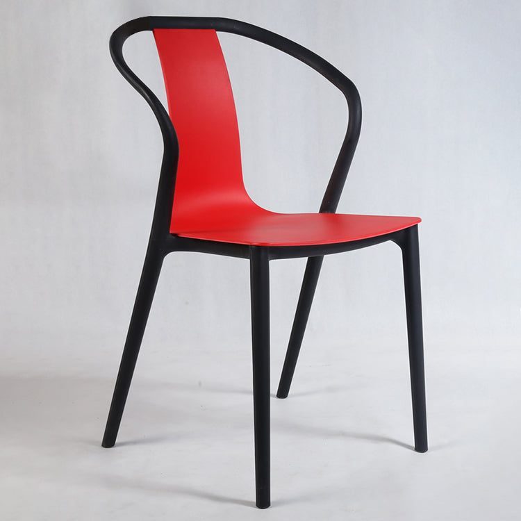 Scandinavian Plastic Dining Arm Chair Stackable Slat Back Armchair (Set of 4) Clearhalo ' kitchen&dining_furn' 'Dining Chairs' 'Dining Tables & Seating' 'dining_chair' 'furn' 'furn_dining_chair' 'Furniture' 'furniture_dining_chair' 'Kitchen & Dining Furniture' 'kitchen' 3846496