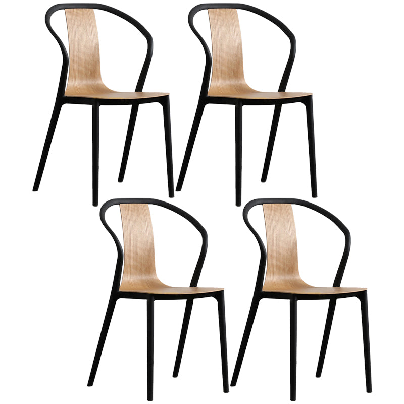 Scandinavian Plastic Dining Arm Chair Stackable Slat Back Armchair (Set of 4) Wood Clearhalo ' kitchen&dining_furn' 'Dining Chairs' 'Dining Tables & Seating' 'dining_chair' 'furn' 'furn_dining_chair' 'Furniture' 'furniture_dining_chair' 'Kitchen & Dining Furniture' 'kitchen' 3846497