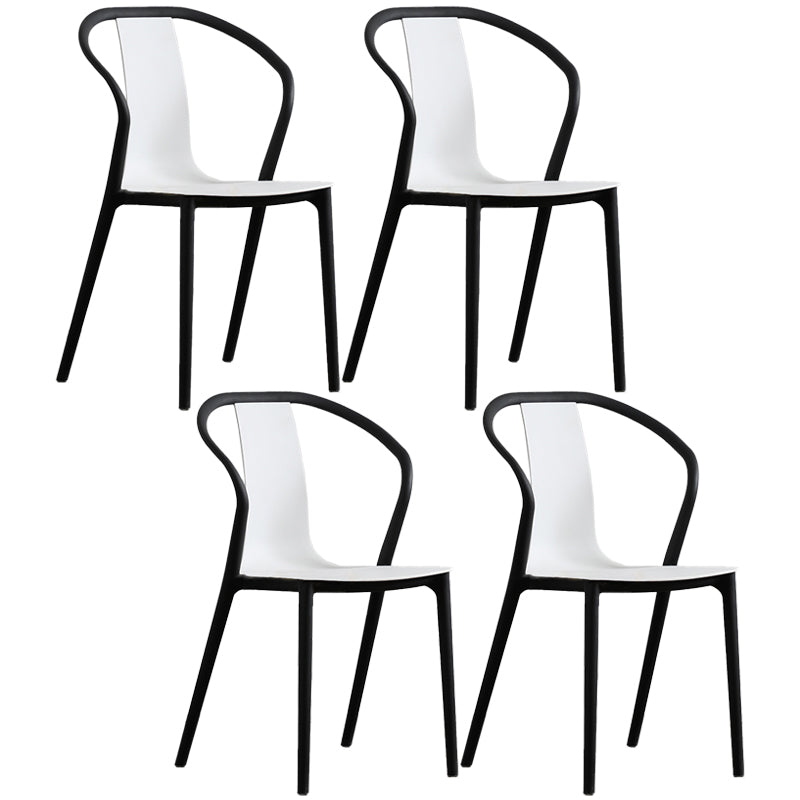 Scandinavian Plastic Dining Arm Chair Stackable Slat Back Armchair (Set of 4) White Clearhalo ' kitchen&dining_furn' 'Dining Chairs' 'Dining Tables & Seating' 'dining_chair' 'furn' 'furn_dining_chair' 'Furniture' 'furniture_dining_chair' 'Kitchen & Dining Furniture' 'kitchen' 3846499