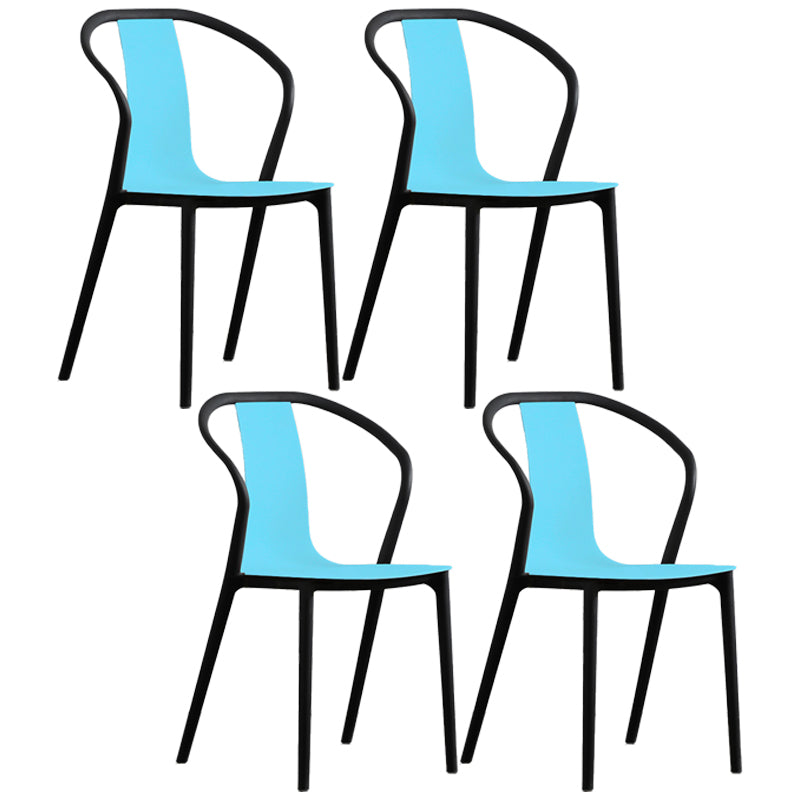 Scandinavian Plastic Dining Arm Chair Stackable Slat Back Armchair (Set of 4) Blue Clearhalo ' kitchen&dining_furn' 'Dining Chairs' 'Dining Tables & Seating' 'dining_chair' 'furn' 'furn_dining_chair' 'Furniture' 'furniture_dining_chair' 'Kitchen & Dining Furniture' 'kitchen' 3846501
