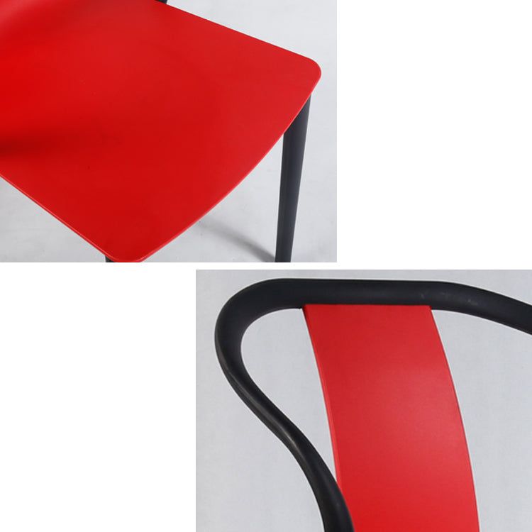 Scandinavian Plastic Dining Arm Chair Stackable Slat Back Armchair (Set of 4) Clearhalo ' kitchen&dining_furn' 'Dining Chairs' 'Dining Tables & Seating' 'dining_chair' 'furn' 'furn_dining_chair' 'Furniture' 'furniture_dining_chair' 'Kitchen & Dining Furniture' 'kitchen' 3846502