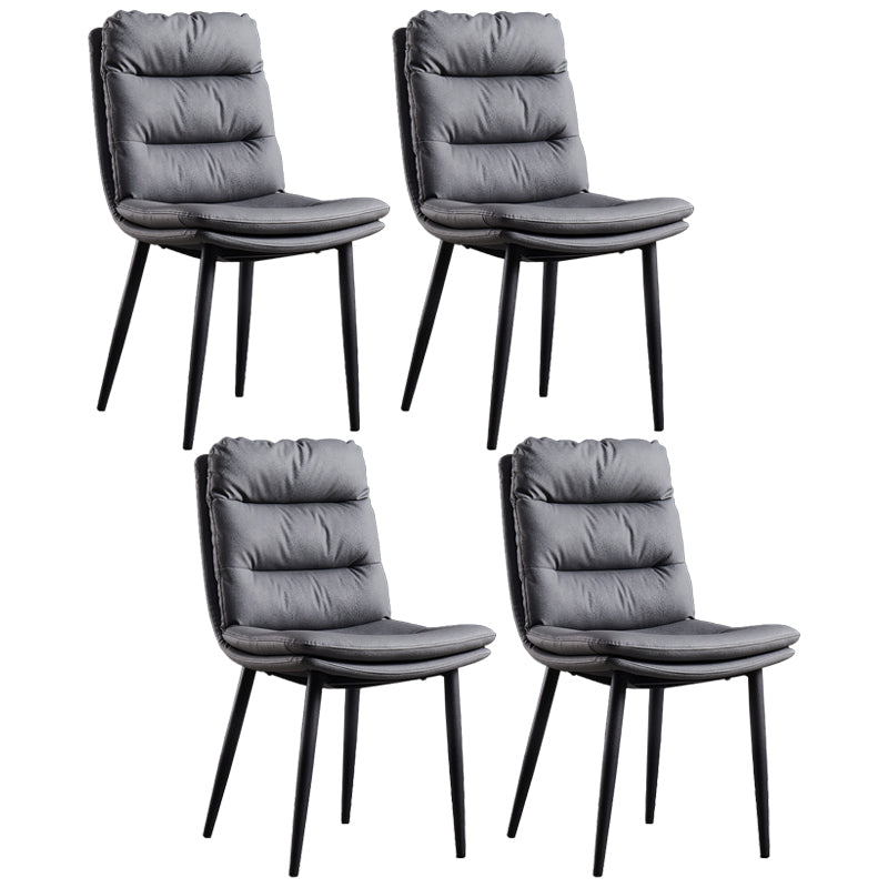 Contemporary Metal Dining Room Chairs Armless Upholstered Side Chair for Home Use Grey 4 Piece Set Clearhalo ' kitchen&dining_furn' 'Dining Chairs' 'Dining Tables & Seating' 'dining_chair' 'furn' 'furn_dining_chair' 'Furniture' 'furniture_dining_chair' 'Kitchen & Dining Furniture' 'kitchen' 3846509