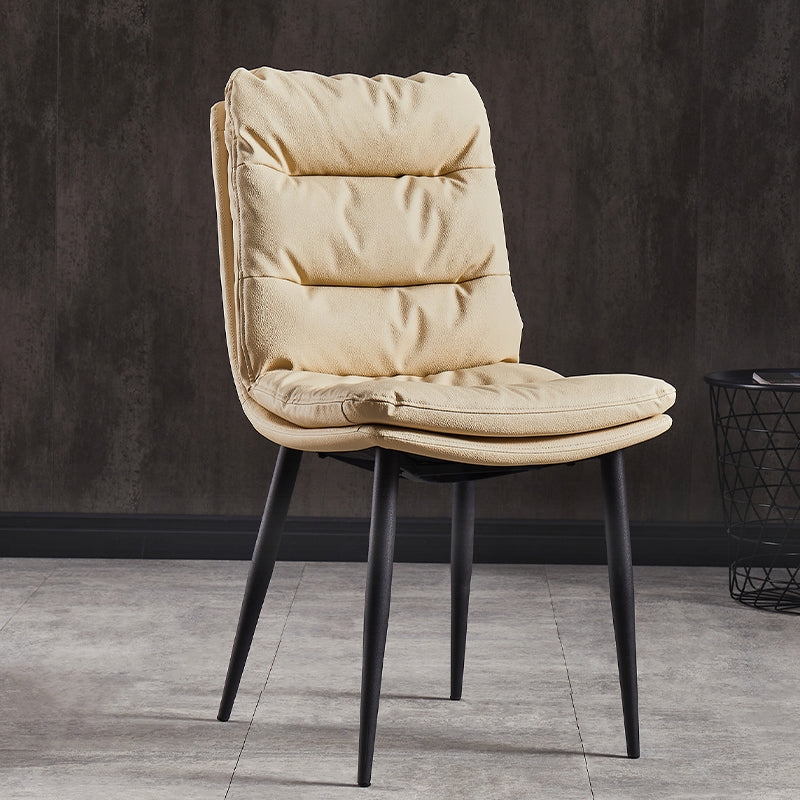 Contemporary Metal Dining Room Chairs Armless Upholstered Side Chair for Home Use Beige 1 Piece Clearhalo ' kitchen&dining_furn' 'Dining Chairs' 'Dining Tables & Seating' 'dining_chair' 'furn' 'furn_dining_chair' 'Furniture' 'furniture_dining_chair' 'Kitchen & Dining Furniture' 'kitchen' 3846518