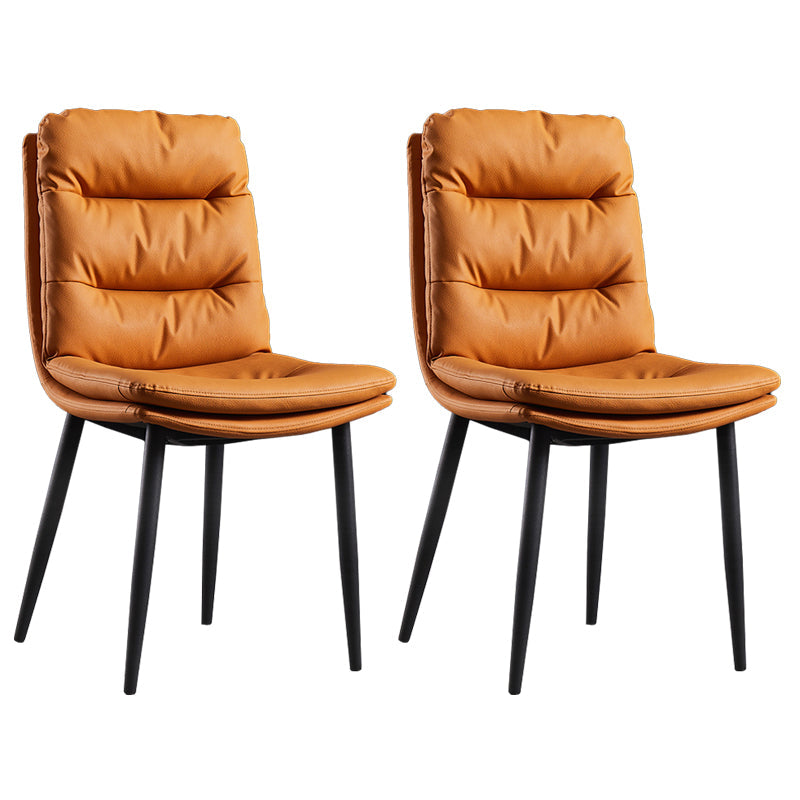 Contemporary Metal Dining Room Chairs Armless Upholstered Side Chair for Home Use Orange 2 Piece Set Clearhalo ' kitchen&dining_furn' 'Dining Chairs' 'Dining Tables & Seating' 'dining_chair' 'furn' 'furn_dining_chair' 'Furniture' 'furniture_dining_chair' 'Kitchen & Dining Furniture' 'kitchen' 3846525