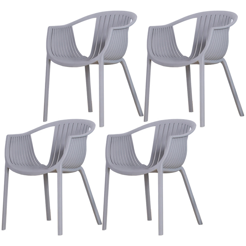 Scandinavian Dining Arm Chairs Plastic Slat Back Dining Armchair (Set of 4) Grey Clearhalo ' kitchen&dining_furn' 'Dining Chairs' 'Dining Tables & Seating' 'dining_chair' 'furn' 'furn_dining_chair' 'Furniture' 'furniture_dining_chair' 'Kitchen & Dining Furniture' 'kitchen' 3846528
