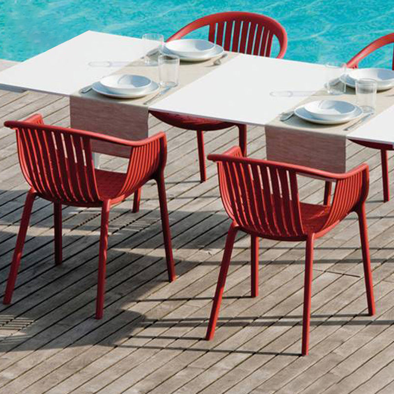 Scandinavian Dining Arm Chairs Plastic Slat Back Dining Armchair (Set of 4) Clearhalo ' kitchen&dining_furn' 'Dining Chairs' 'Dining Tables & Seating' 'dining_chair' 'furn' 'furn_dining_chair' 'Furniture' 'furniture_dining_chair' 'Kitchen & Dining Furniture' 'kitchen' 3846530