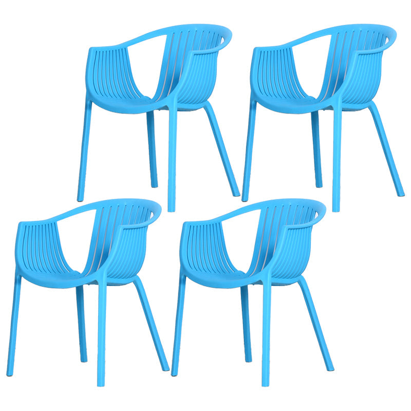 Scandinavian Dining Arm Chairs Plastic Slat Back Dining Armchair (Set of 4) Blue Clearhalo ' kitchen&dining_furn' 'Dining Chairs' 'Dining Tables & Seating' 'dining_chair' 'furn' 'furn_dining_chair' 'Furniture' 'furniture_dining_chair' 'Kitchen & Dining Furniture' 'kitchen' 3846535