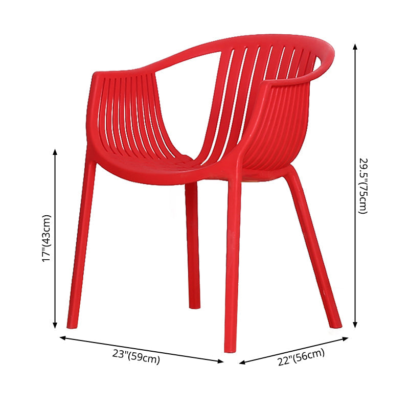 Scandinavian Dining Arm Chairs Plastic Slat Back Dining Armchair (Set of 4) Clearhalo ' kitchen&dining_furn' 'Dining Chairs' 'Dining Tables & Seating' 'dining_chair' 'furn' 'furn_dining_chair' 'Furniture' 'furniture_dining_chair' 'Kitchen & Dining Furniture' 'kitchen' 3846541