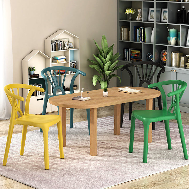 Contemporary Plastic Dining Side Chair Dining Room Armless Wishbone Chair Clearhalo ' kitchen&dining_furn' 'Dining Chairs' 'Dining Tables & Seating' 'dining_chair' 'furn' 'furn_dining_chair' 'Furniture' 'furniture_dining_chair' 'Kitchen & Dining Furniture' 'kitchen' 3846547