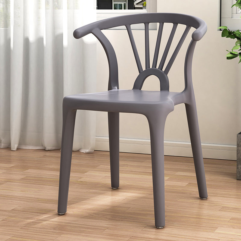 Contemporary Plastic Dining Side Chair Dining Room Armless Wishbone Chair Dark Gray 1 Piece Clearhalo ' kitchen&dining_furn' 'Dining Chairs' 'Dining Tables & Seating' 'dining_chair' 'furn' 'furn_dining_chair' 'Furniture' 'furniture_dining_chair' 'Kitchen & Dining Furniture' 'kitchen' 3846548