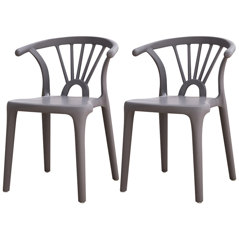 Contemporary Plastic Dining Side Chair Dining Room Armless Wishbone Chair Dark Gray 2 Piece Set Clearhalo ' kitchen&dining_furn' 'Dining Chairs' 'Dining Tables & Seating' 'dining_chair' 'furn' 'furn_dining_chair' 'Furniture' 'furniture_dining_chair' 'Kitchen & Dining Furniture' 'kitchen' 3846550