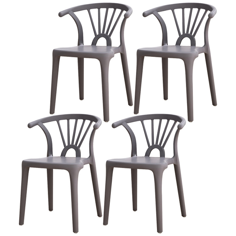 Contemporary Plastic Dining Side Chair Dining Room Armless Wishbone Chair Dark Gray 4 Piece Set Clearhalo ' kitchen&dining_furn' 'Dining Chairs' 'Dining Tables & Seating' 'dining_chair' 'furn' 'furn_dining_chair' 'Furniture' 'furniture_dining_chair' 'Kitchen & Dining Furniture' 'kitchen' 3846552