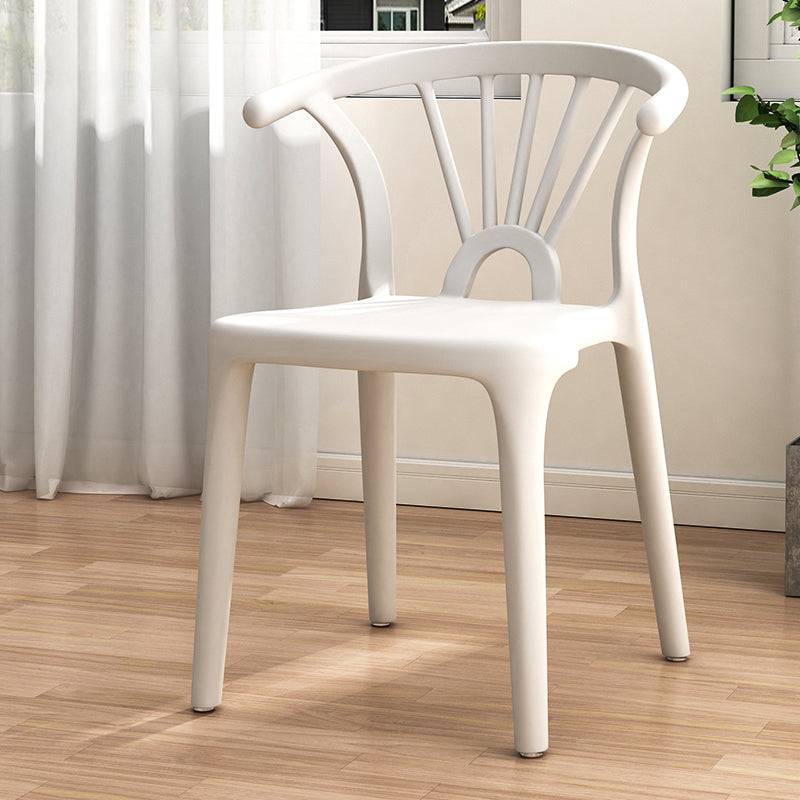 Contemporary Plastic Dining Side Chair Dining Room Armless Wishbone Chair White 1 Piece Clearhalo ' kitchen&dining_furn' 'Dining Chairs' 'Dining Tables & Seating' 'dining_chair' 'furn' 'furn_dining_chair' 'Furniture' 'furniture_dining_chair' 'Kitchen & Dining Furniture' 'kitchen' 3846560