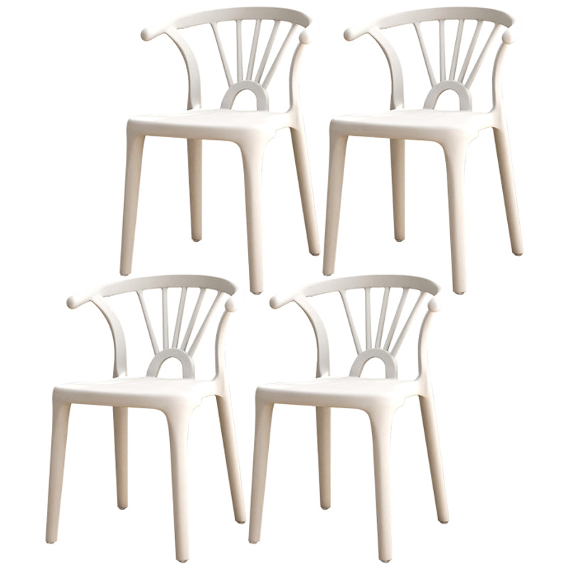 Contemporary Plastic Dining Side Chair Dining Room Armless Wishbone Chair White 4 Piece Set Clearhalo ' kitchen&dining_furn' 'Dining Chairs' 'Dining Tables & Seating' 'dining_chair' 'furn' 'furn_dining_chair' 'Furniture' 'furniture_dining_chair' 'Kitchen & Dining Furniture' 'kitchen' 3846562