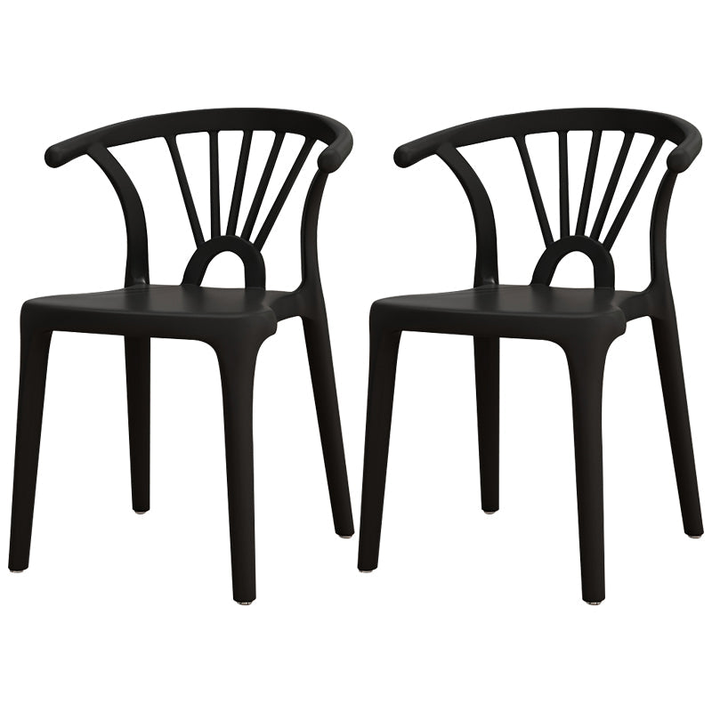 Contemporary Plastic Dining Side Chair Dining Room Armless Wishbone Chair Black 2 Piece Set Clearhalo ' kitchen&dining_furn' 'Dining Chairs' 'Dining Tables & Seating' 'dining_chair' 'furn' 'furn_dining_chair' 'Furniture' 'furniture_dining_chair' 'Kitchen & Dining Furniture' 'kitchen' 3846564