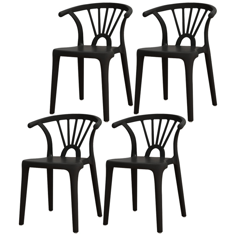 Contemporary Plastic Dining Side Chair Dining Room Armless Wishbone Chair Black 4 Piece Set Clearhalo ' kitchen&dining_furn' 'Dining Chairs' 'Dining Tables & Seating' 'dining_chair' 'furn' 'furn_dining_chair' 'Furniture' 'furniture_dining_chair' 'Kitchen & Dining Furniture' 'kitchen' 3846565