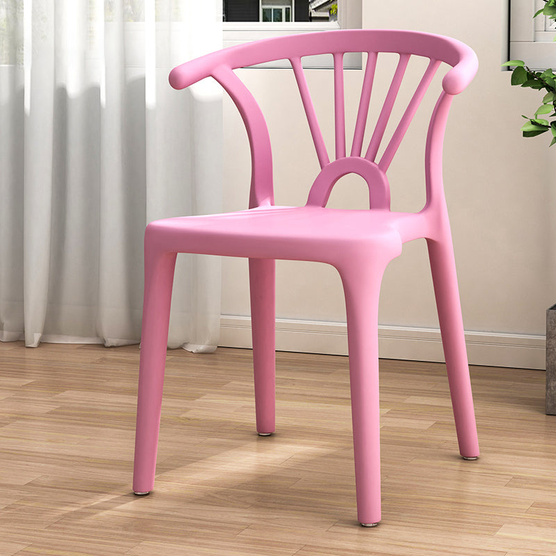 Contemporary Plastic Dining Side Chair Dining Room Armless Wishbone Chair Pink 1 Piece Clearhalo ' kitchen&dining_furn' 'Dining Chairs' 'Dining Tables & Seating' 'dining_chair' 'furn' 'furn_dining_chair' 'Furniture' 'furniture_dining_chair' 'Kitchen & Dining Furniture' 'kitchen' 3846575