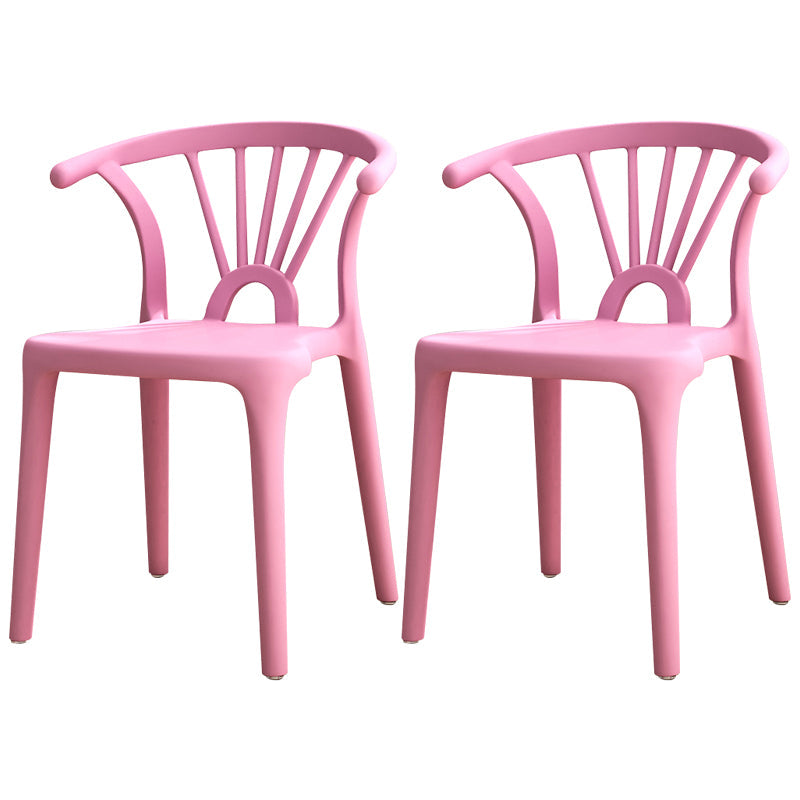Contemporary Plastic Dining Side Chair Dining Room Armless Wishbone Chair Pink 2 Piece Set Clearhalo ' kitchen&dining_furn' 'Dining Chairs' 'Dining Tables & Seating' 'dining_chair' 'furn' 'furn_dining_chair' 'Furniture' 'furniture_dining_chair' 'Kitchen & Dining Furniture' 'kitchen' 3846576