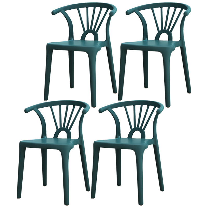Contemporary Plastic Dining Side Chair Dining Room Armless Wishbone Chair Dark Blue 4 Piece Set Clearhalo ' kitchen&dining_furn' 'Dining Chairs' 'Dining Tables & Seating' 'dining_chair' 'furn' 'furn_dining_chair' 'Furniture' 'furniture_dining_chair' 'Kitchen & Dining Furniture' 'kitchen' 3846583