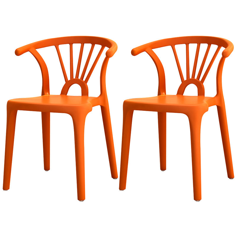 Contemporary Plastic Dining Side Chair Dining Room Armless Wishbone Chair Orange Yellow 2 Piece Set Clearhalo ' kitchen&dining_furn' 'Dining Chairs' 'Dining Tables & Seating' 'dining_chair' 'furn' 'furn_dining_chair' 'Furniture' 'furniture_dining_chair' 'Kitchen & Dining Furniture' 'kitchen' 3846588