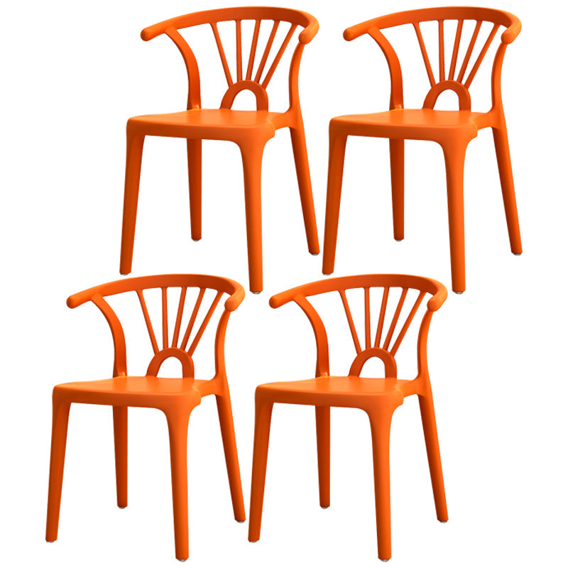 Contemporary Plastic Dining Side Chair Dining Room Armless Wishbone Chair Orange Yellow 4 Piece Set Clearhalo ' kitchen&dining_furn' 'Dining Chairs' 'Dining Tables & Seating' 'dining_chair' 'furn' 'furn_dining_chair' 'Furniture' 'furniture_dining_chair' 'Kitchen & Dining Furniture' 'kitchen' 3846589