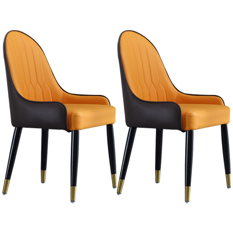 Contemporary Wood Dining Room Chairs Upholstered Side Armchairs for Home Use Orange 2 Piece Set Clearhalo ' kitchen&dining_furn' 'Dining Chairs' 'Dining Tables & Seating' 'dining_chair' 'furn' 'furn_dining_chair' 'Furniture' 'furniture_dining_chair' 'Kitchen & Dining Furniture' 'kitchen' 3846601