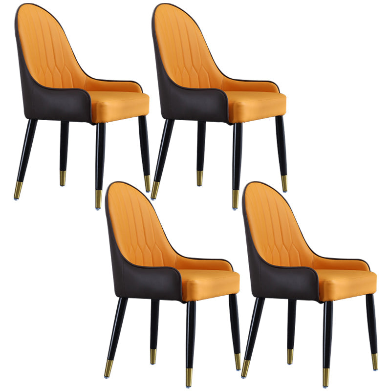 Contemporary Wood Dining Room Chairs Upholstered Side Armchairs for Home Use Orange 4 Piece Set Clearhalo ' kitchen&dining_furn' 'Dining Chairs' 'Dining Tables & Seating' 'dining_chair' 'furn' 'furn_dining_chair' 'Furniture' 'furniture_dining_chair' 'Kitchen & Dining Furniture' 'kitchen' 3846603