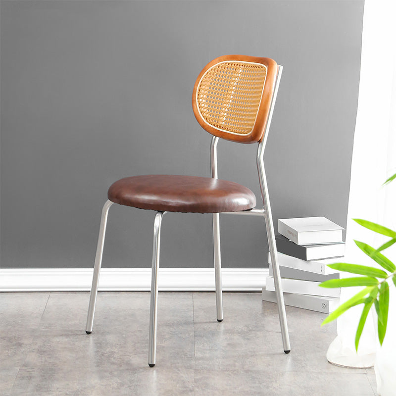 Contemporary Style Metal Chair Set Kitchen Dining Room Open Back Side Chairs Walnut 1 Piece Clearhalo ' kitchen&dining_furn' 'Dining Chairs' 'Dining Tables & Seating' 'dining_chair' 'furn' 'furn_dining_chair' 'Furniture' 'furniture_dining_chair' 'Kitchen & Dining Furniture' 'kitchen' 3846619