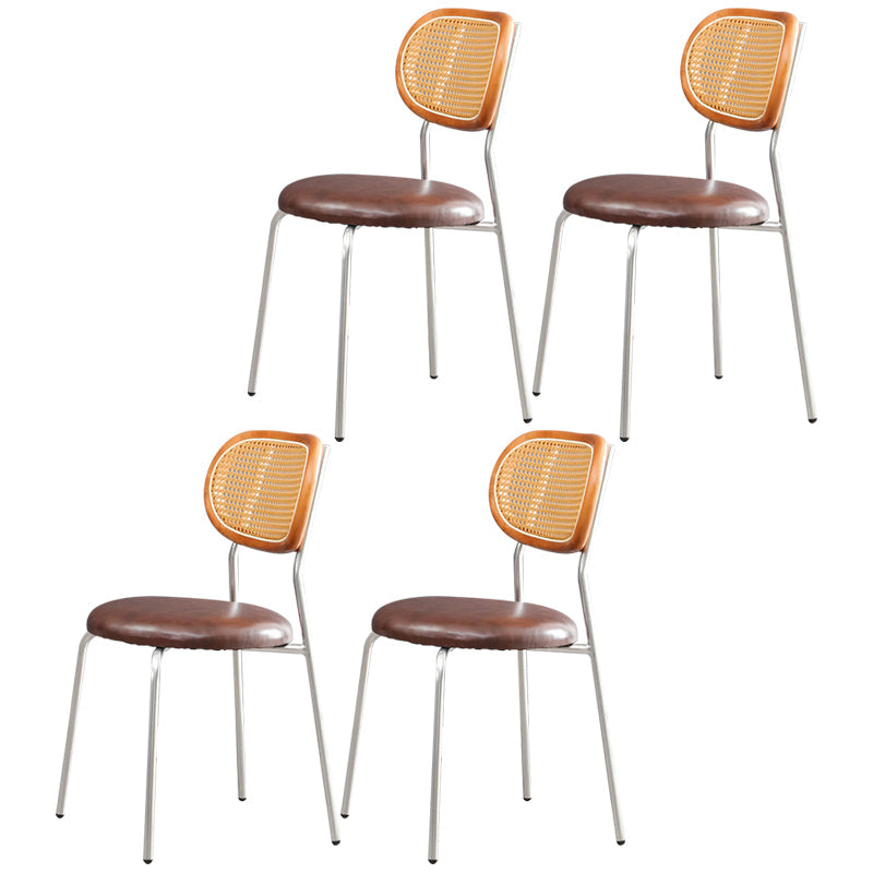 Contemporary Style Metal Chair Set Kitchen Dining Room Open Back Side Chairs Walnut 4 Piece Set Clearhalo ' kitchen&dining_furn' 'Dining Chairs' 'Dining Tables & Seating' 'dining_chair' 'furn' 'furn_dining_chair' 'Furniture' 'furniture_dining_chair' 'Kitchen & Dining Furniture' 'kitchen' 3846623