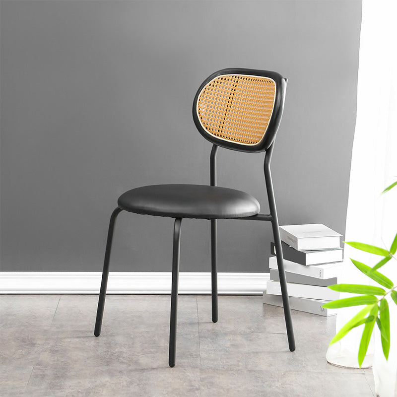 Contemporary Style Metal Chair Set Kitchen Dining Room Open Back Side Chairs Black 1 Piece Clearhalo ' kitchen&dining_furn' 'Dining Chairs' 'Dining Tables & Seating' 'dining_chair' 'furn' 'furn_dining_chair' 'Furniture' 'furniture_dining_chair' 'Kitchen & Dining Furniture' 'kitchen' 3846624