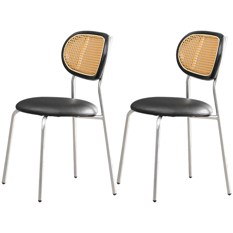 Contemporary Style Metal Chair Set Kitchen Dining Room Open Back Side Chairs Matte Black 2 Piece Set Clearhalo ' kitchen&dining_furn' 'Dining Chairs' 'Dining Tables & Seating' 'dining_chair' 'furn' 'furn_dining_chair' 'Furniture' 'furniture_dining_chair' 'Kitchen & Dining Furniture' 'kitchen' 3846633