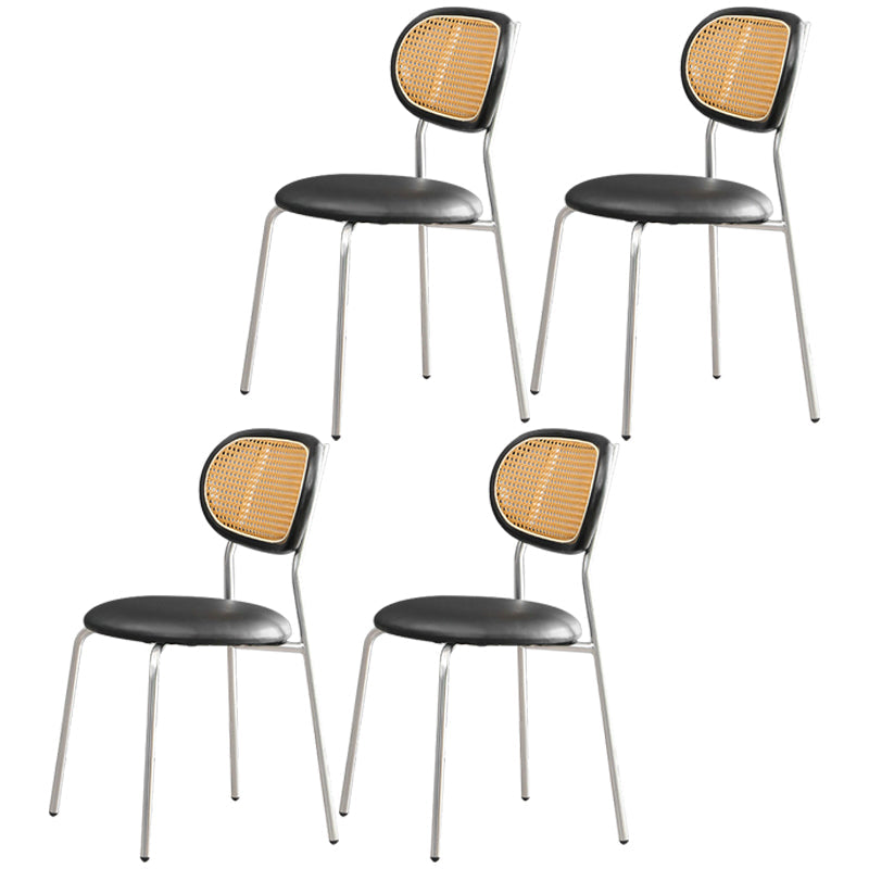 Contemporary Style Metal Chair Set Kitchen Dining Room Open Back Side Chairs Matte Black 4 Piece Set Clearhalo ' kitchen&dining_furn' 'Dining Chairs' 'Dining Tables & Seating' 'dining_chair' 'furn' 'furn_dining_chair' 'Furniture' 'furniture_dining_chair' 'Kitchen & Dining Furniture' 'kitchen' 3846634