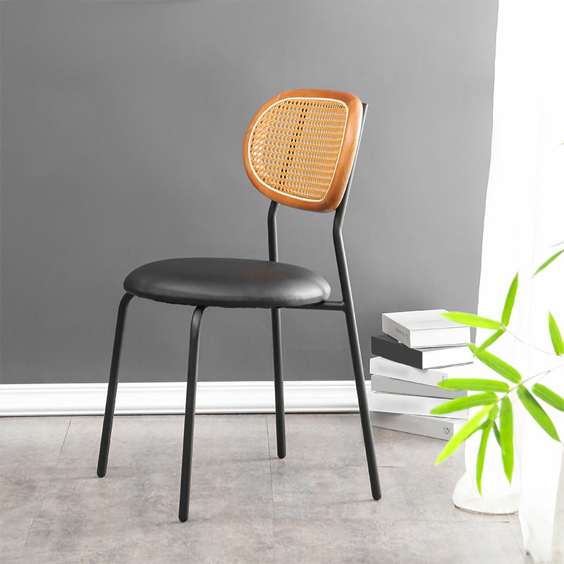 Contemporary Style Metal Chair Set Kitchen Dining Room Open Back Side Chairs Brown-Black 1 Piece Clearhalo ' kitchen&dining_furn' 'Dining Chairs' 'Dining Tables & Seating' 'dining_chair' 'furn' 'furn_dining_chair' 'Furniture' 'furniture_dining_chair' 'Kitchen & Dining Furniture' 'kitchen' 3846642