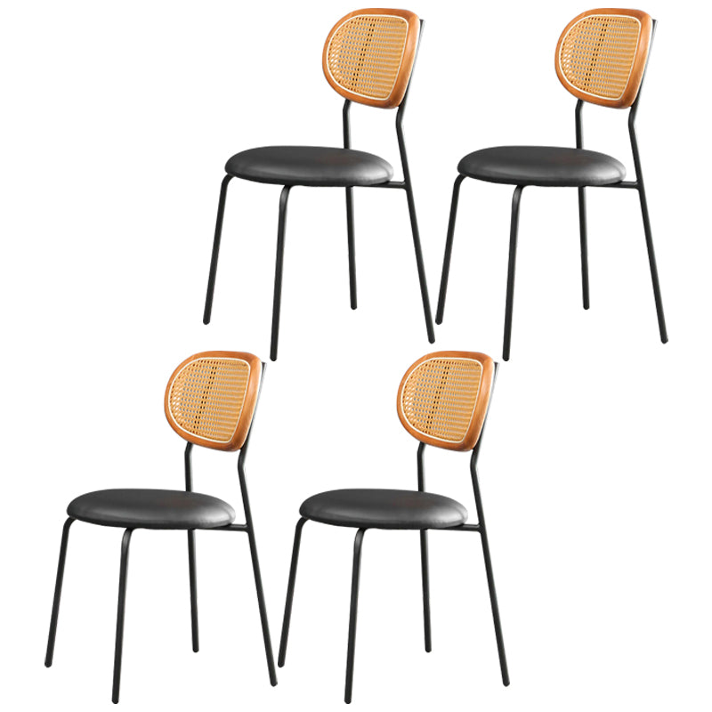 Contemporary Style Metal Chair Set Kitchen Dining Room Open Back Side Chairs Brown-Black 4 Piece Set Clearhalo ' kitchen&dining_furn' 'Dining Chairs' 'Dining Tables & Seating' 'dining_chair' 'furn' 'furn_dining_chair' 'Furniture' 'furniture_dining_chair' 'Kitchen & Dining Furniture' 'kitchen' 3846644