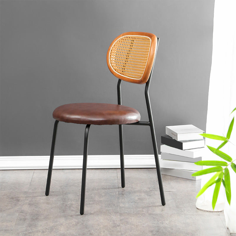 Contemporary Style Metal Chair Set Kitchen Dining Room Open Back Side Chairs Brown-Khaki 1 Piece Clearhalo ' kitchen&dining_furn' 'Dining Chairs' 'Dining Tables & Seating' 'dining_chair' 'furn' 'furn_dining_chair' 'Furniture' 'furniture_dining_chair' 'Kitchen & Dining Furniture' 'kitchen' 3846645