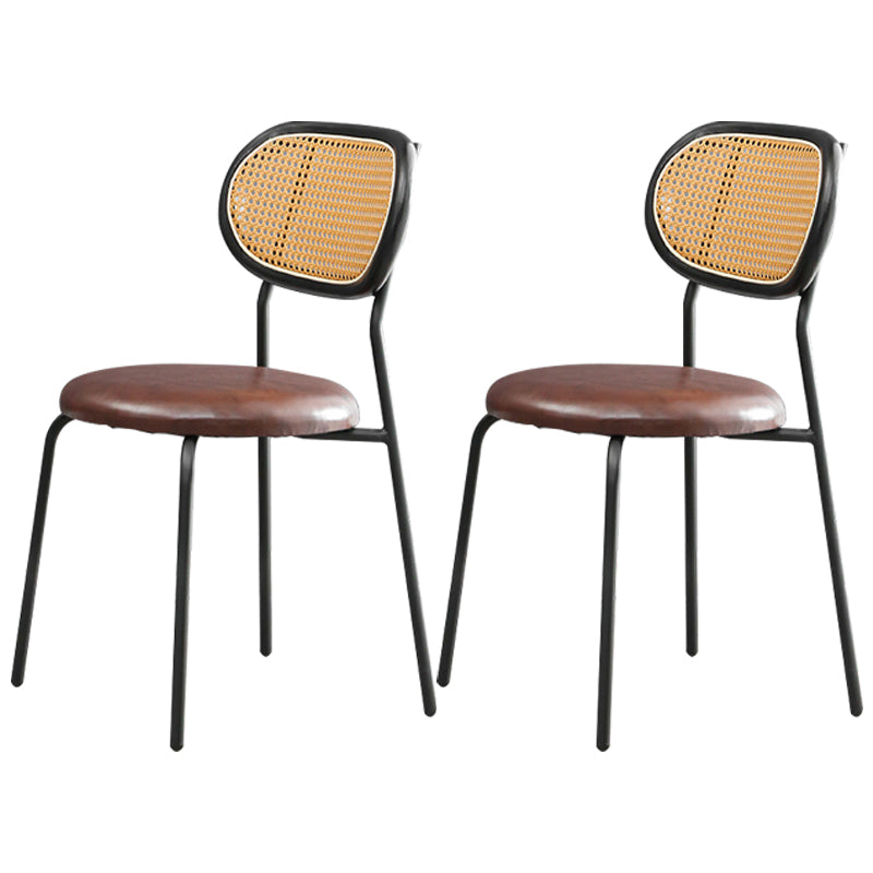 Contemporary Style Metal Chair Set Kitchen Dining Room Open Back Side Chairs Dark Brown 2 Piece Set Clearhalo ' kitchen&dining_furn' 'Dining Chairs' 'Dining Tables & Seating' 'dining_chair' 'furn' 'furn_dining_chair' 'Furniture' 'furniture_dining_chair' 'Kitchen & Dining Furniture' 'kitchen' 3846649