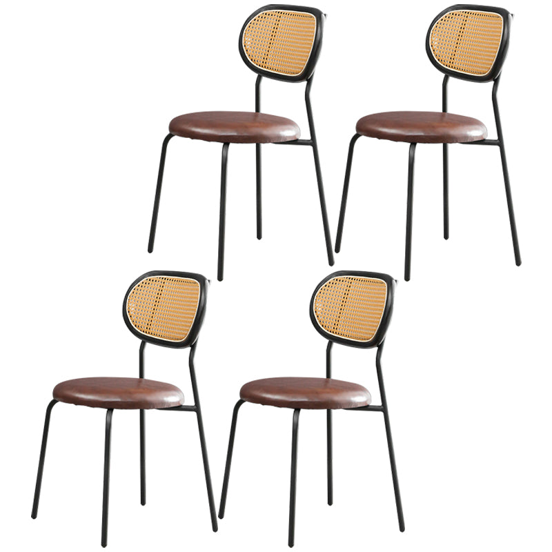Contemporary Style Metal Chair Set Kitchen Dining Room Open Back Side Chairs Dark Brown 4 Piece Set Clearhalo ' kitchen&dining_furn' 'Dining Chairs' 'Dining Tables & Seating' 'dining_chair' 'furn' 'furn_dining_chair' 'Furniture' 'furniture_dining_chair' 'Kitchen & Dining Furniture' 'kitchen' 3846650