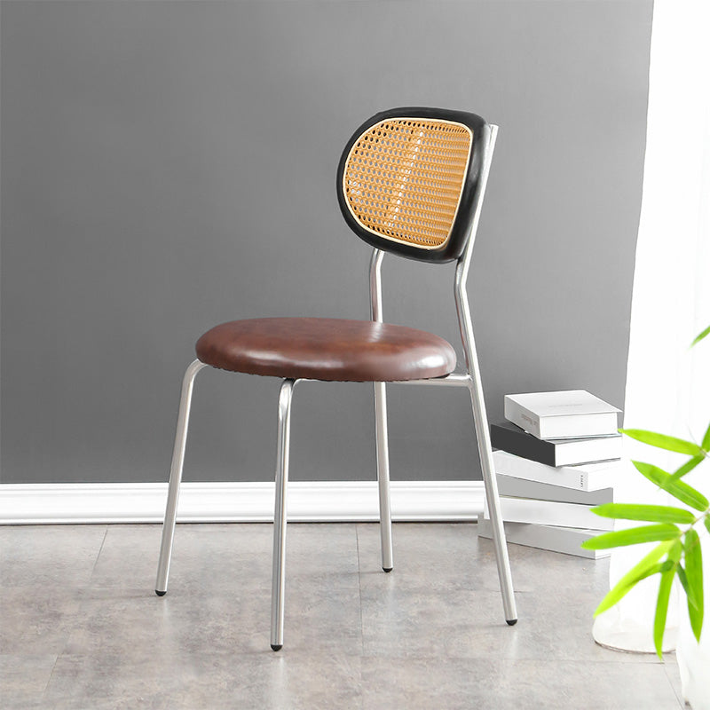 Contemporary Style Metal Chair Set Kitchen Dining Room Open Back Side Chairs Light Brown 1 Piece Clearhalo ' kitchen&dining_furn' 'Dining Chairs' 'Dining Tables & Seating' 'dining_chair' 'furn' 'furn_dining_chair' 'Furniture' 'furniture_dining_chair' 'Kitchen & Dining Furniture' 'kitchen' 3846651