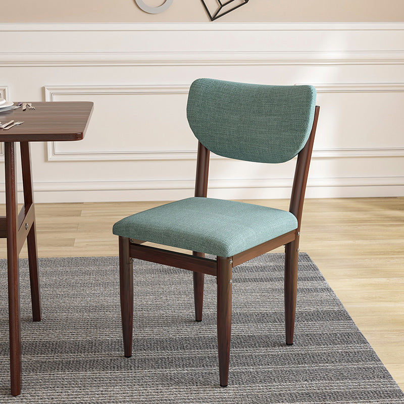 Scandinavian Home Side Chair Upholstered Open Back Metal Single Dining Chair Turquoise Walnut Clearhalo ' kitchen&dining_furn' 'Dining Chairs' 'Dining Tables & Seating' 'dining_chair' 'furn' 'furn_dining_chair' 'Furniture' 'furniture_dining_chair' 'Kitchen & Dining Furniture' 'kitchen' 3846658